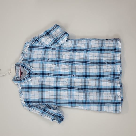 THE NORTH FACE White Blue Loghill Plaid Short Sleeve Shirt - Picture 1 of 14